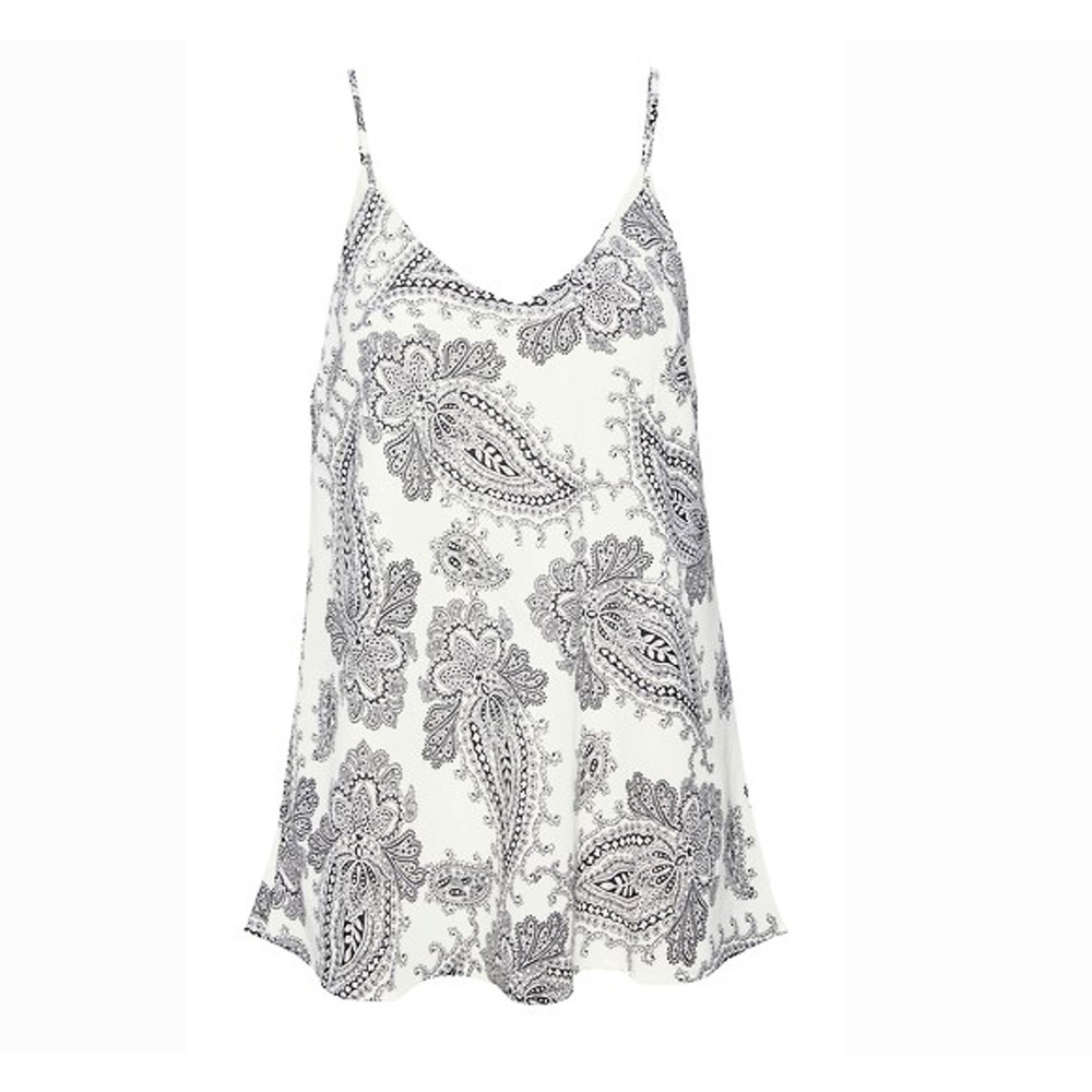 Brooke Printed Black & White Sleeveless Top Cami Size XS NWT